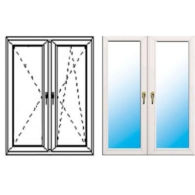 Okno fasadowe 2-szybowe PCV O34S rozwierne + rozwierno-uchylne symetryczne prawe 1465x1435 mm białe