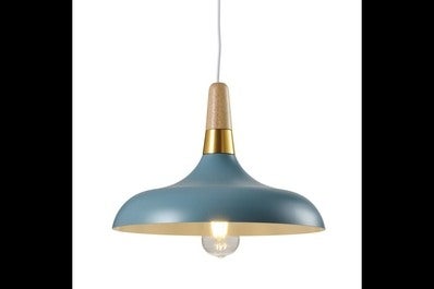 Oprawa sufitowa SKANDI 3 1x E27, niebieski, średnica 35cm, materiał metal+drewno