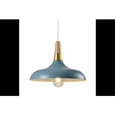 Oprawa sufitowa SKANDI 3 1x E27, niebieski, średnica 35cm, materiał metal+drewno