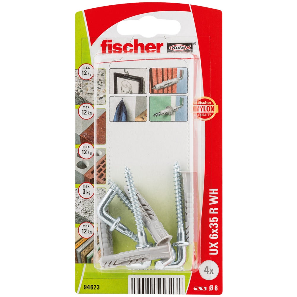 Kołek do betonu z hakiem UX Whk 6.0x35 mm (4 szt.) 1