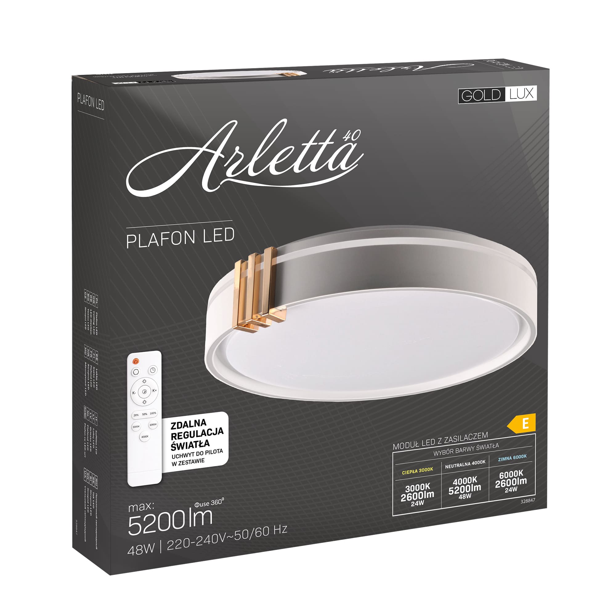 Plafon LED Arletta 48W 5200 lm, z pilotem 2