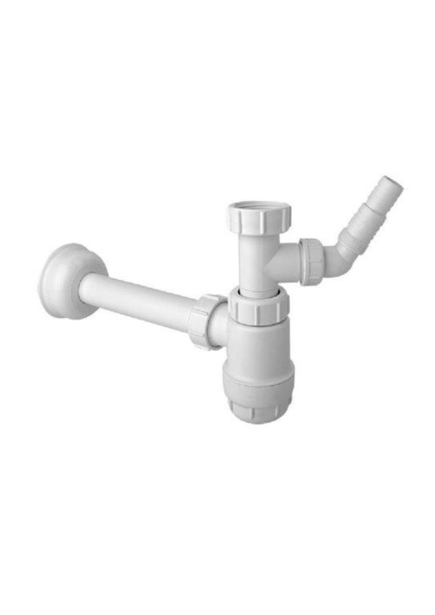 Syfon umywalkowy butelkowy niski 1 1/4"x32 mm, bez spustu, z podłączeniem do pralki
