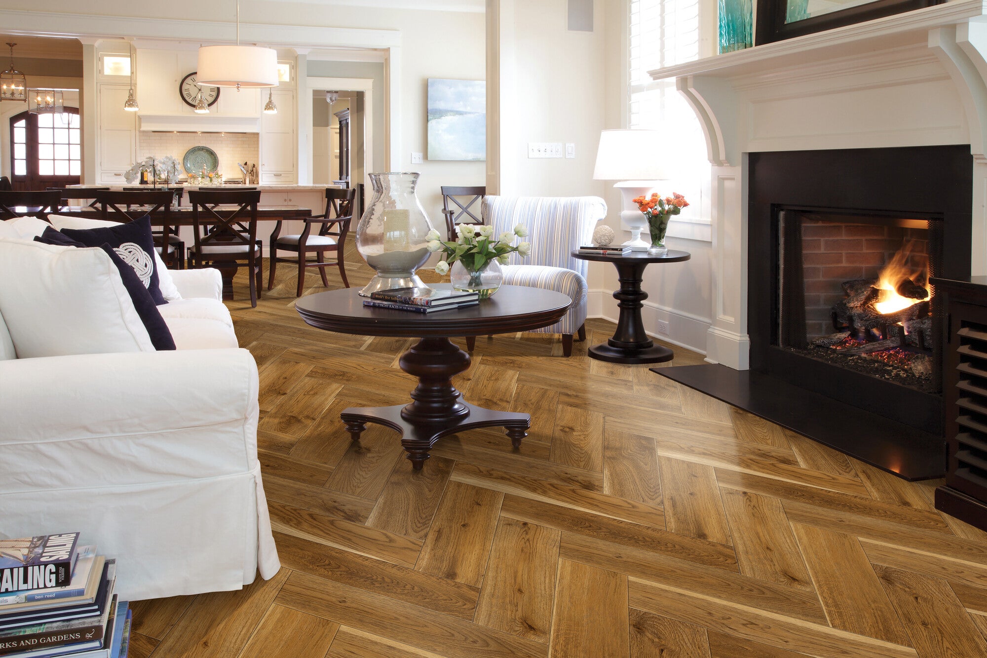 Panel podłogowy Dąb Mocha jodełka AC4 8mm 4V op. 1,8m2 wodoodporny 48h 1