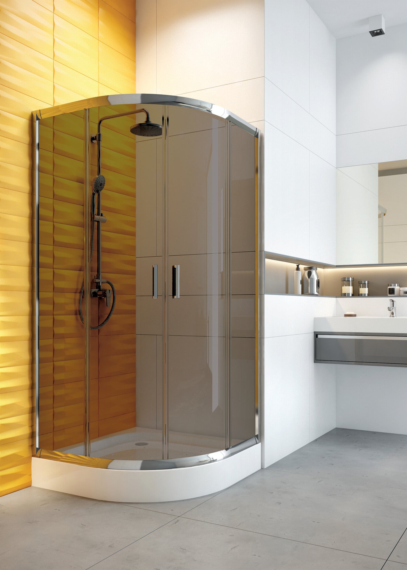 Kabina prysznicowa półokrągła Deante Dill 80 x 80 cm chrom szkło grafitowe 1