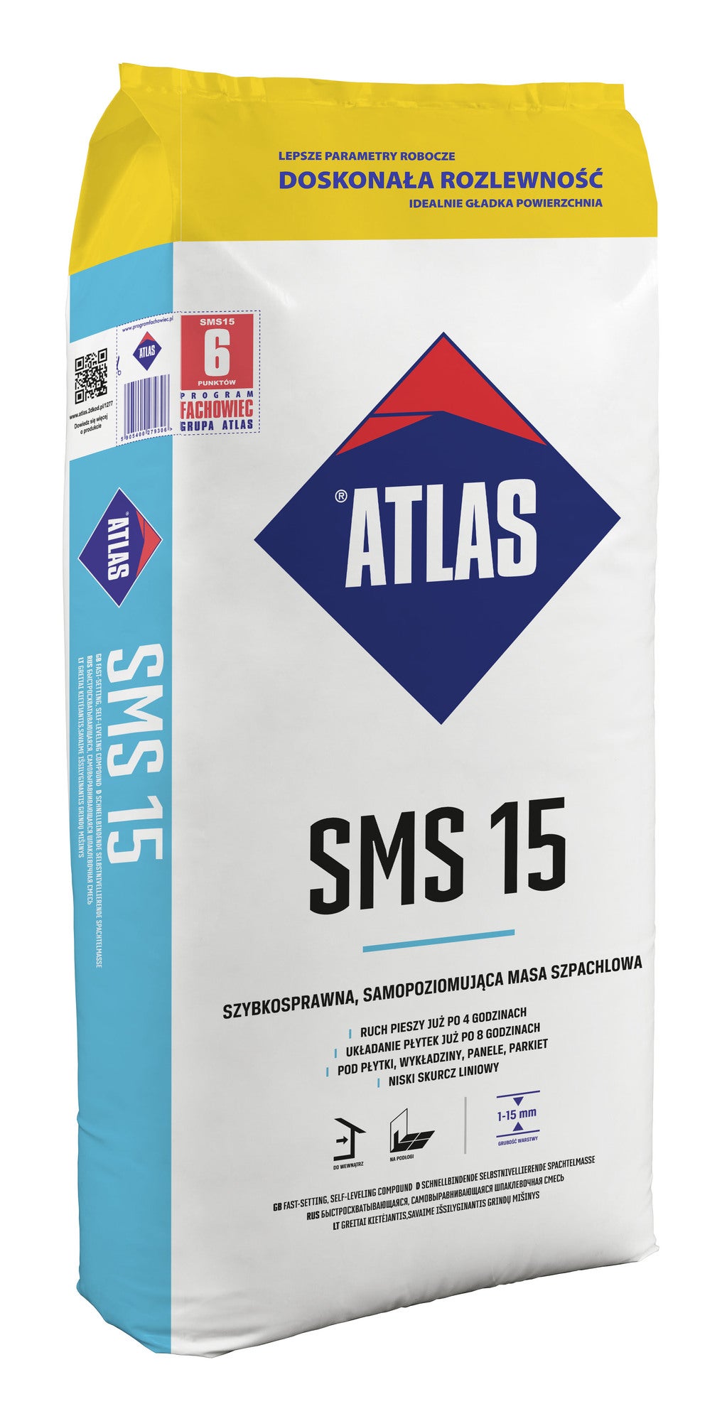 Masa szpachlowa Atlas SMS 15, CT-C25-F7 25 kg, samopoziomująca, szybkosprawna, 1-15 mm 0