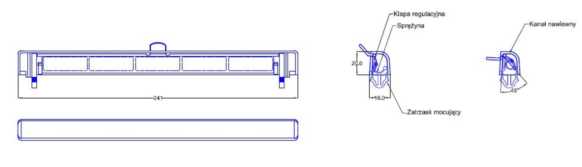 Nawiewnik okienny Slimline 2000 biały 241x18x20 mm 1