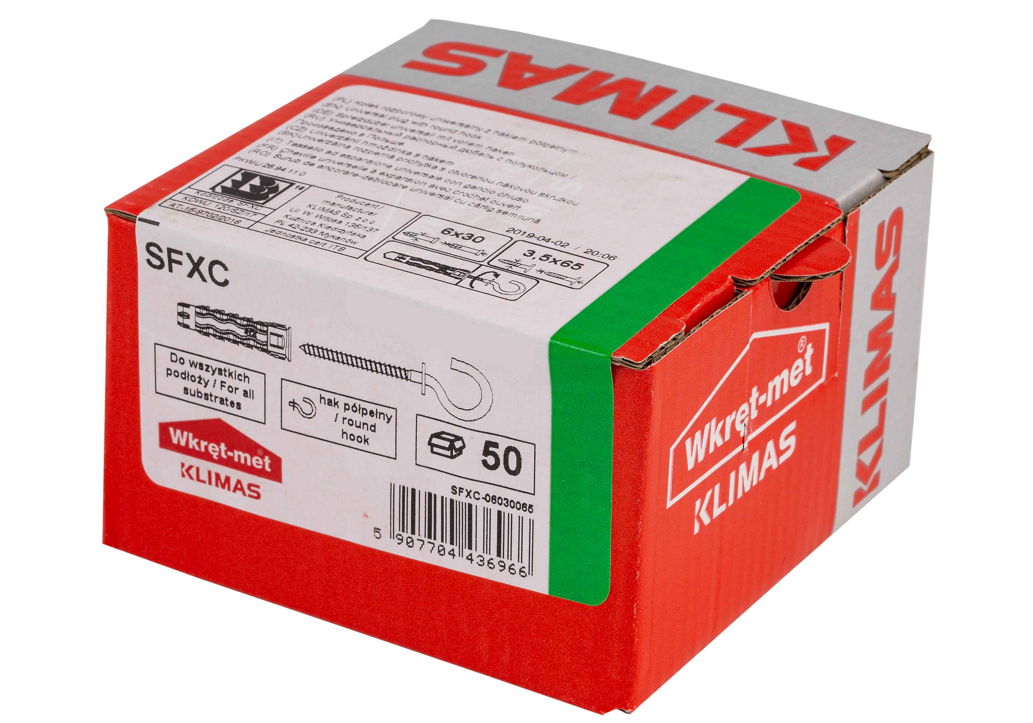 Kołek uniwersalny z hakiem C fi 8 40x83 mm (25 szt.) 1