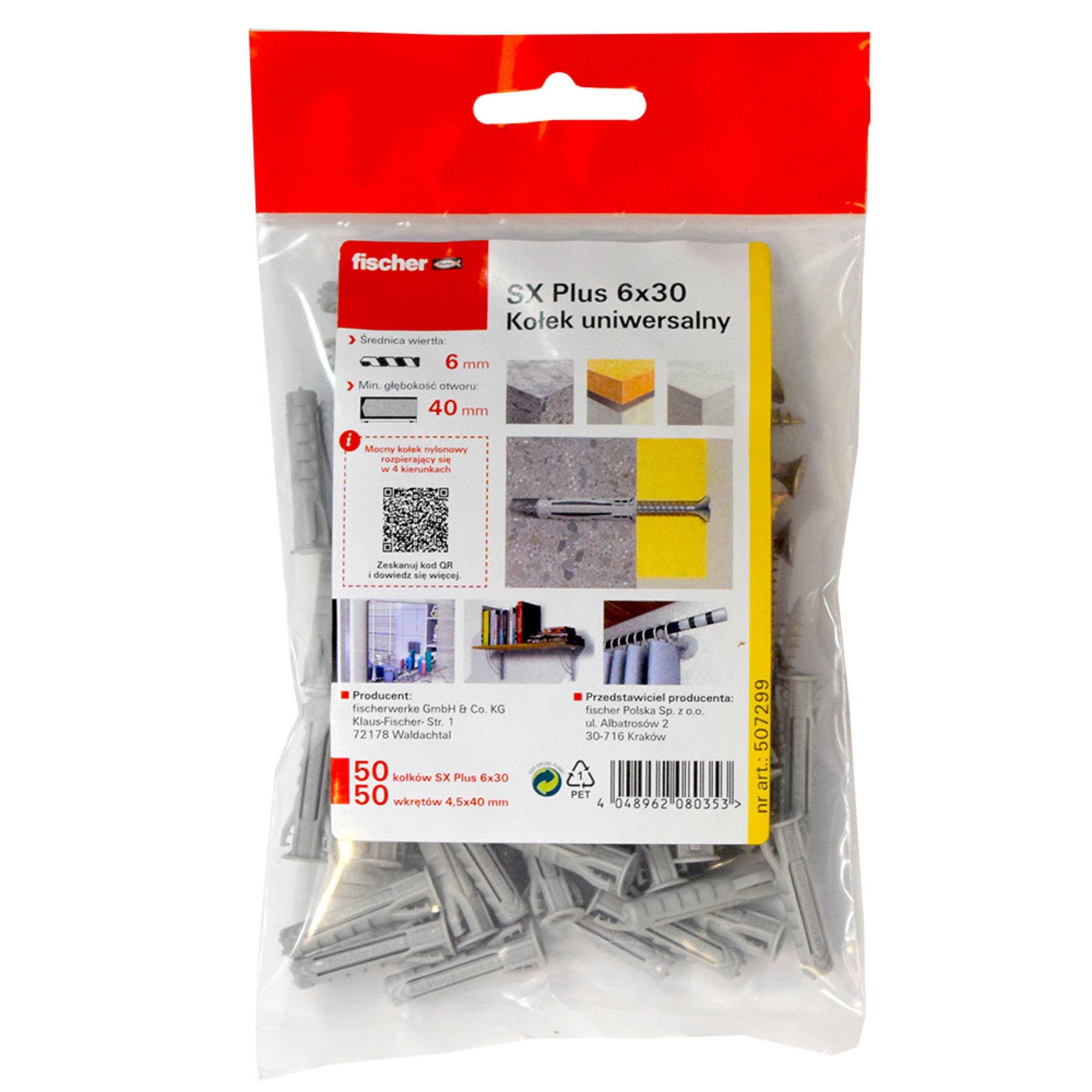 Kołek SX PLUS 6x30 mm 50 szt.