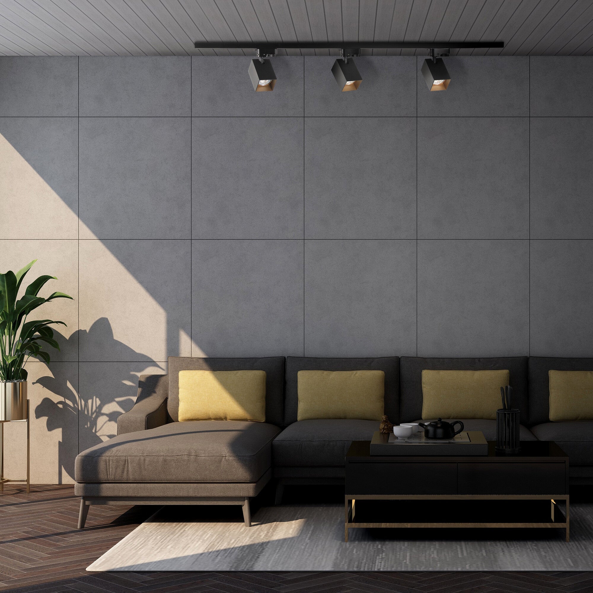 Zestaw szynoprzewodów 1-fazowy SQUARE 3x GU10, szynoprzewód 1m, kolor czarno-złoty 1