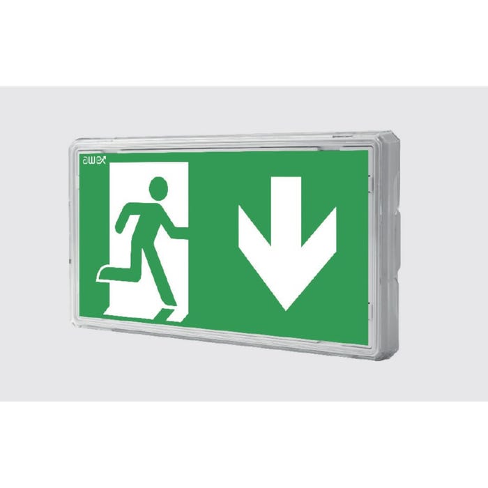 Oprawa awaryjna EXIT S LED IP65 1W 1h dwuzadaniowa natynktowa przycisk testu biała AWEX