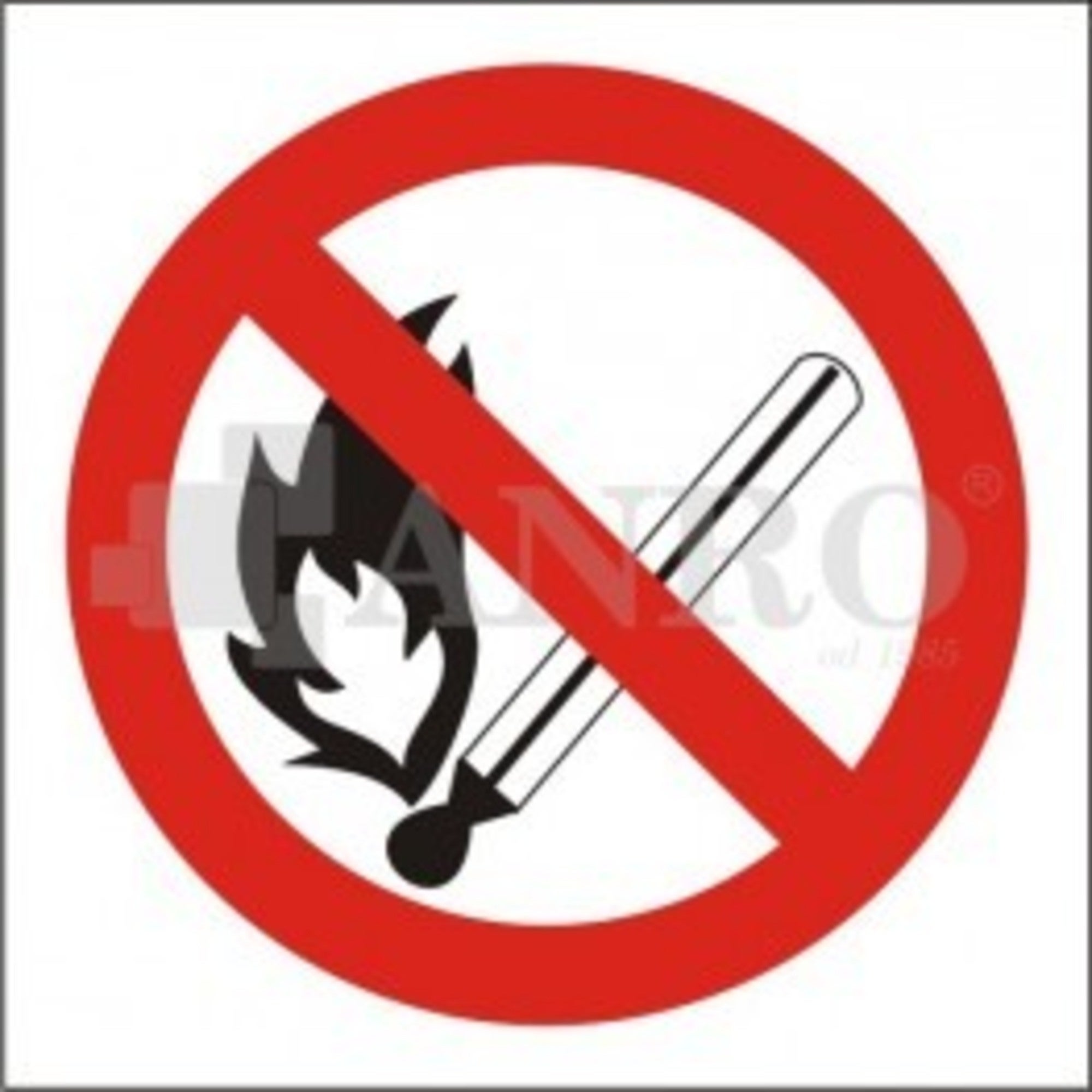 Znak informacyjny ZAKAZ UŻYWANIA OTWARTEGO OGNIA/PALENIE TYTONIU ZABRONIONE 150x150 mm 0