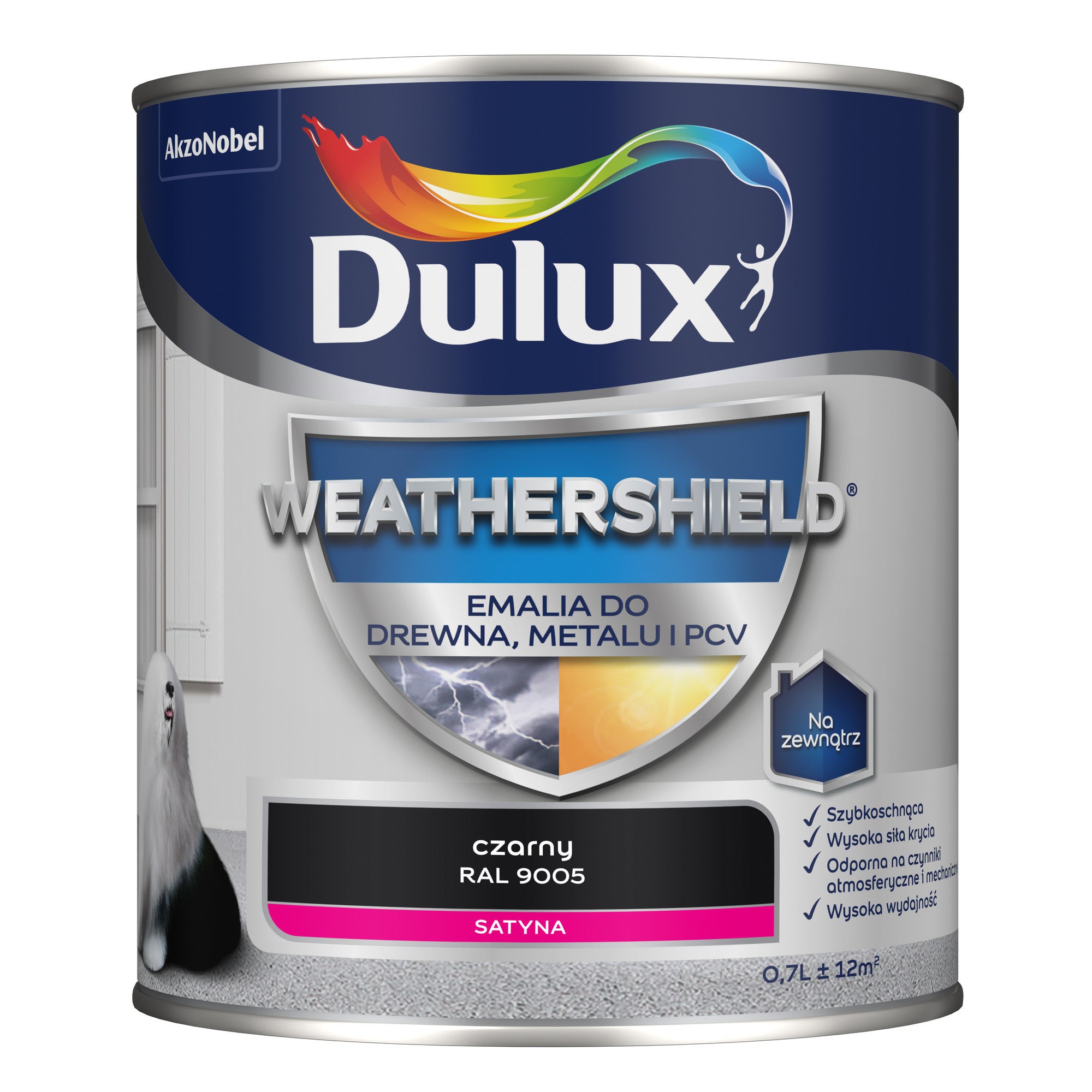 Dulux Weathershield Emalia do drewna, metalu i PCV RAL 9005 czarny 0,7l