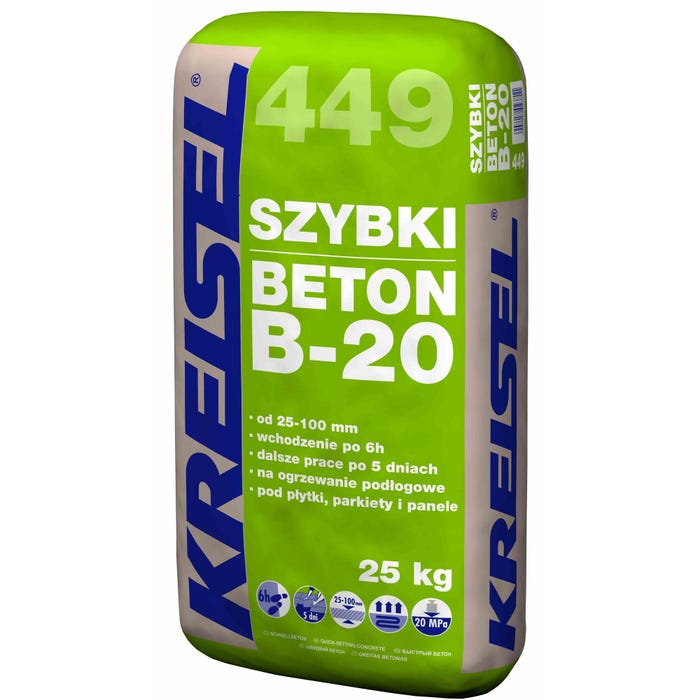 Zaprawa betonowa Szybki Beton B-20 Kreisel 449 25 kg, podkład podłogowy, 25-100 mm