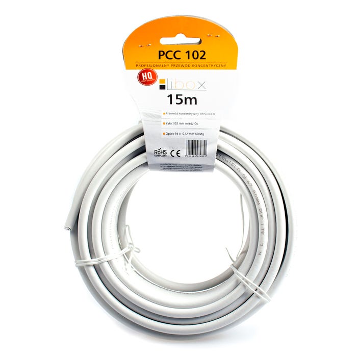 Przewód koncentryczny PCC102 75Ω 1,02/4,7 biały,15m