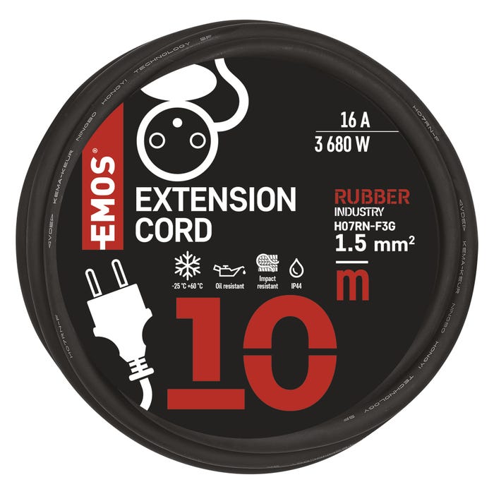 Przedłużacz zwijany 10M 3X1,5 guma IP44