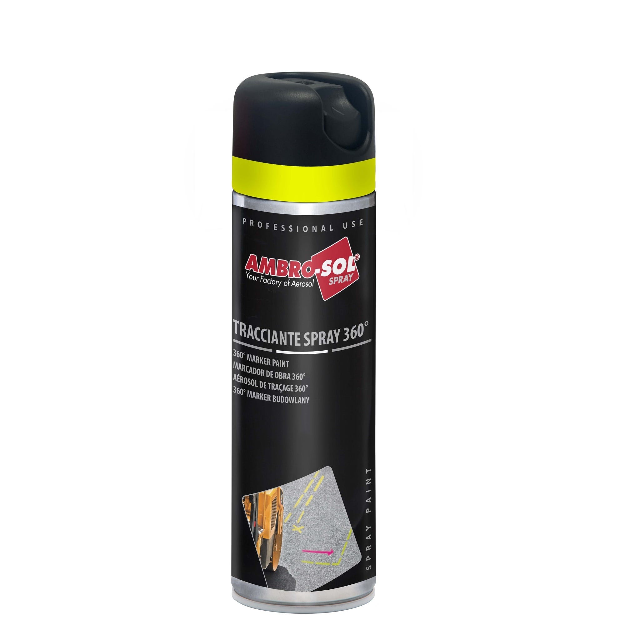 Spray geodezyjny marker budowlany 360° Ambro-Sol żółty fluorescencyjny 500ml 0