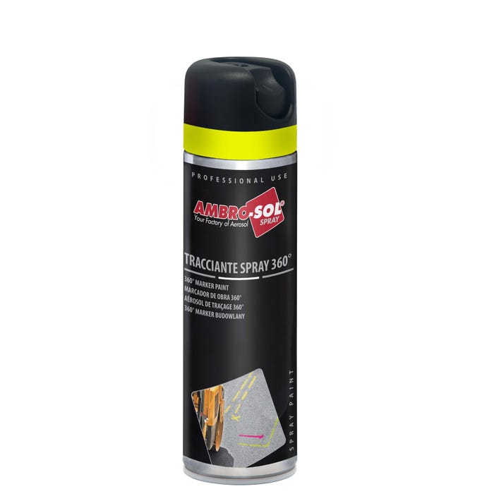 Spray geodezyjny marker budowlany 360° Ambro-Sol żółty fluorescencyjny 500ml 0