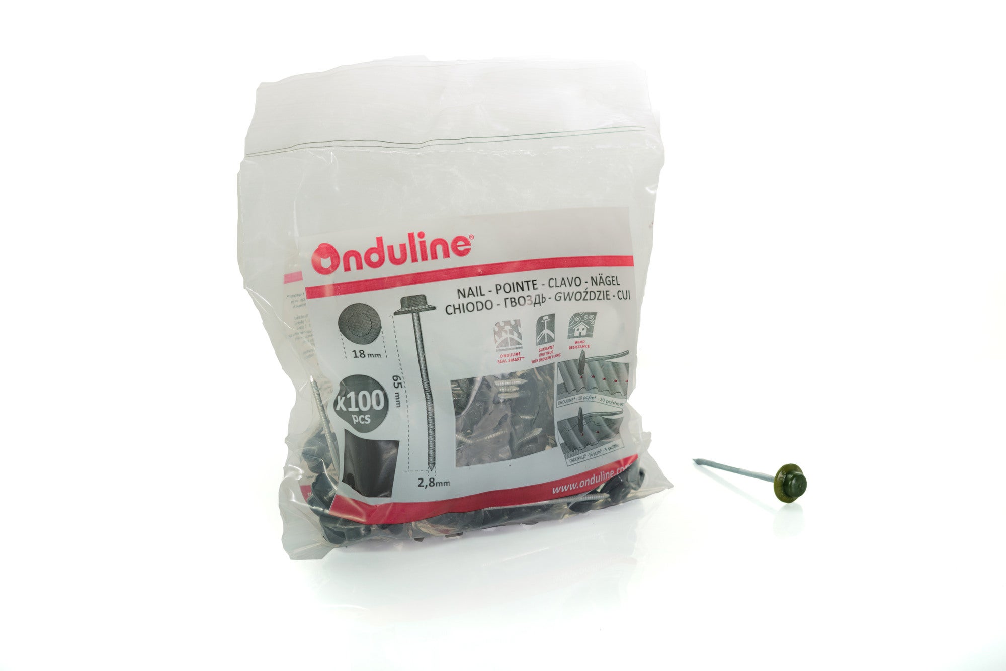 Gwoździe do mocowania płyt falistych Onduline, czarne 100 szt., dł. 65 mm