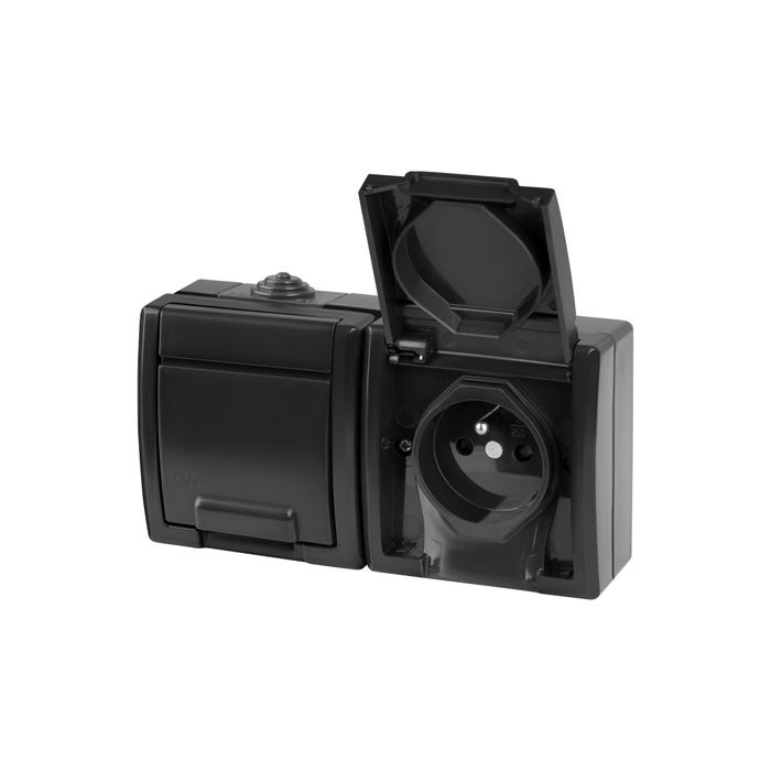 Aquant gniazdo 2X2P+Z IP55 antracyt