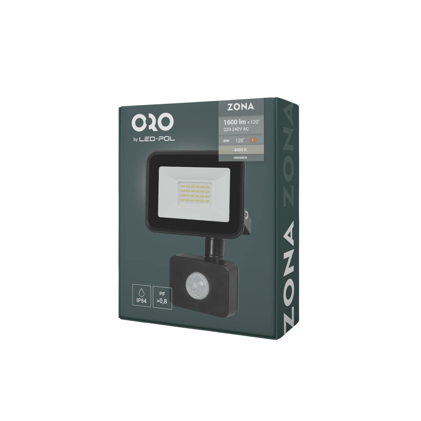 Naświetlacz LED sieciowy 20W, 1600Lm, 4000K, czujnik ruchu i zmierzchu 3