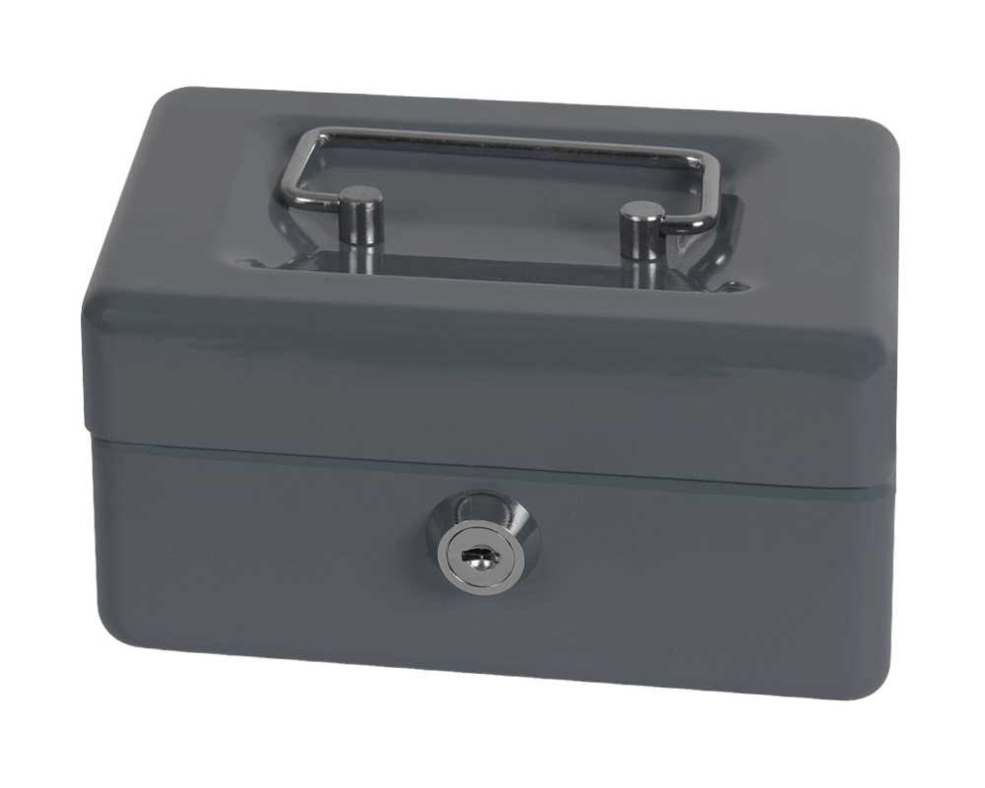 Kasetka na pieniądze stalowa, grafitowa, wym. 16 x 20 x 9 cm 0