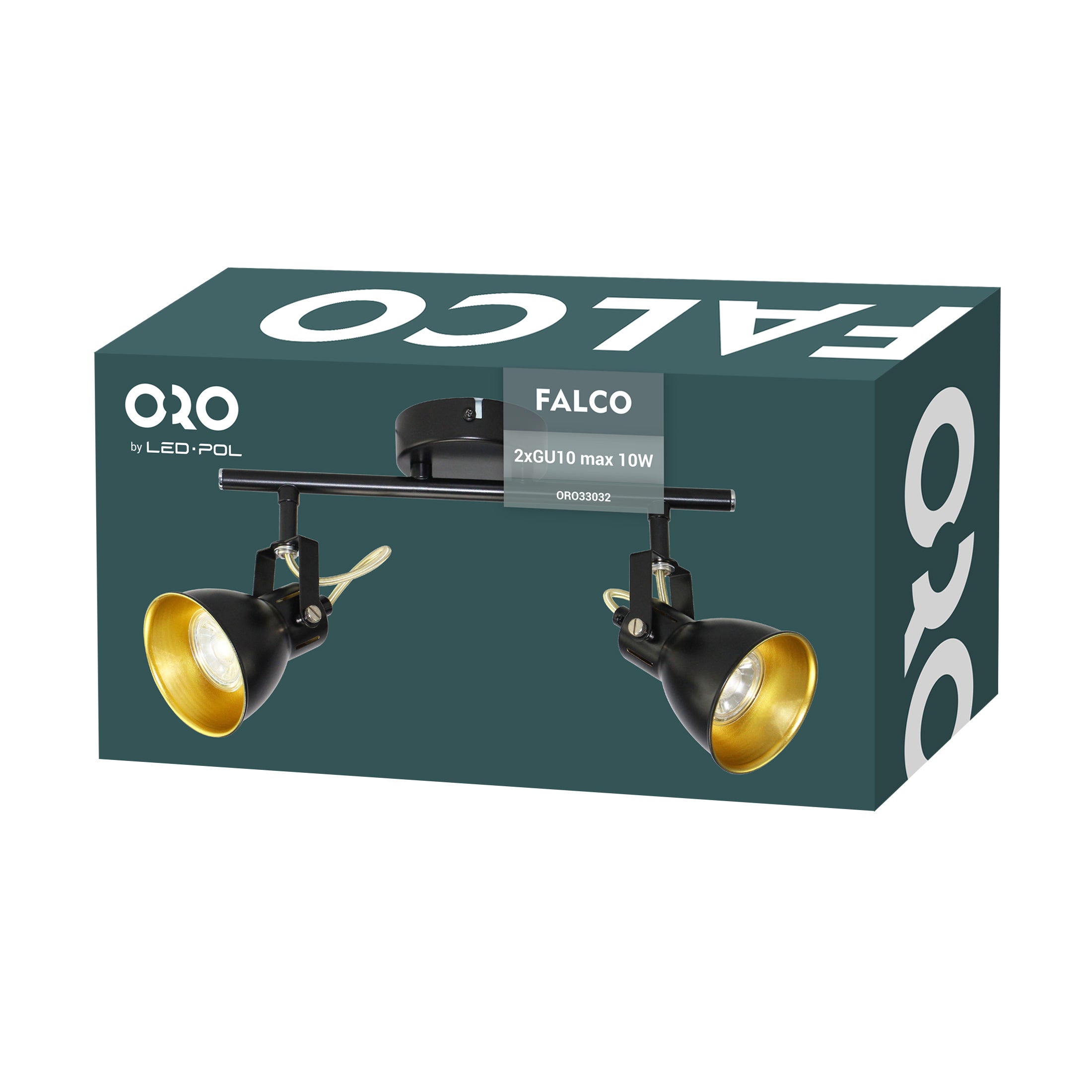 Lampa ścienno-sufitowa FALCO 2xGU10 kolor czarno-złoty, listwa, obrotowa 1