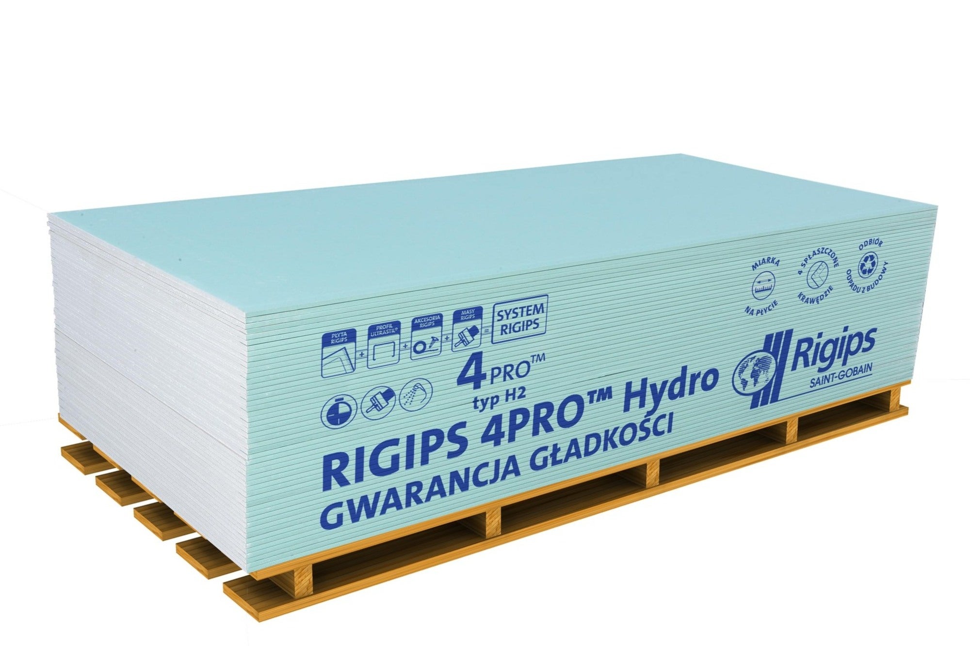 Płyta gipsowo-kartonowa impregnowana Rigips 4PRO Hydro 1200x2000x12,5 mm GKBI typ H2 1