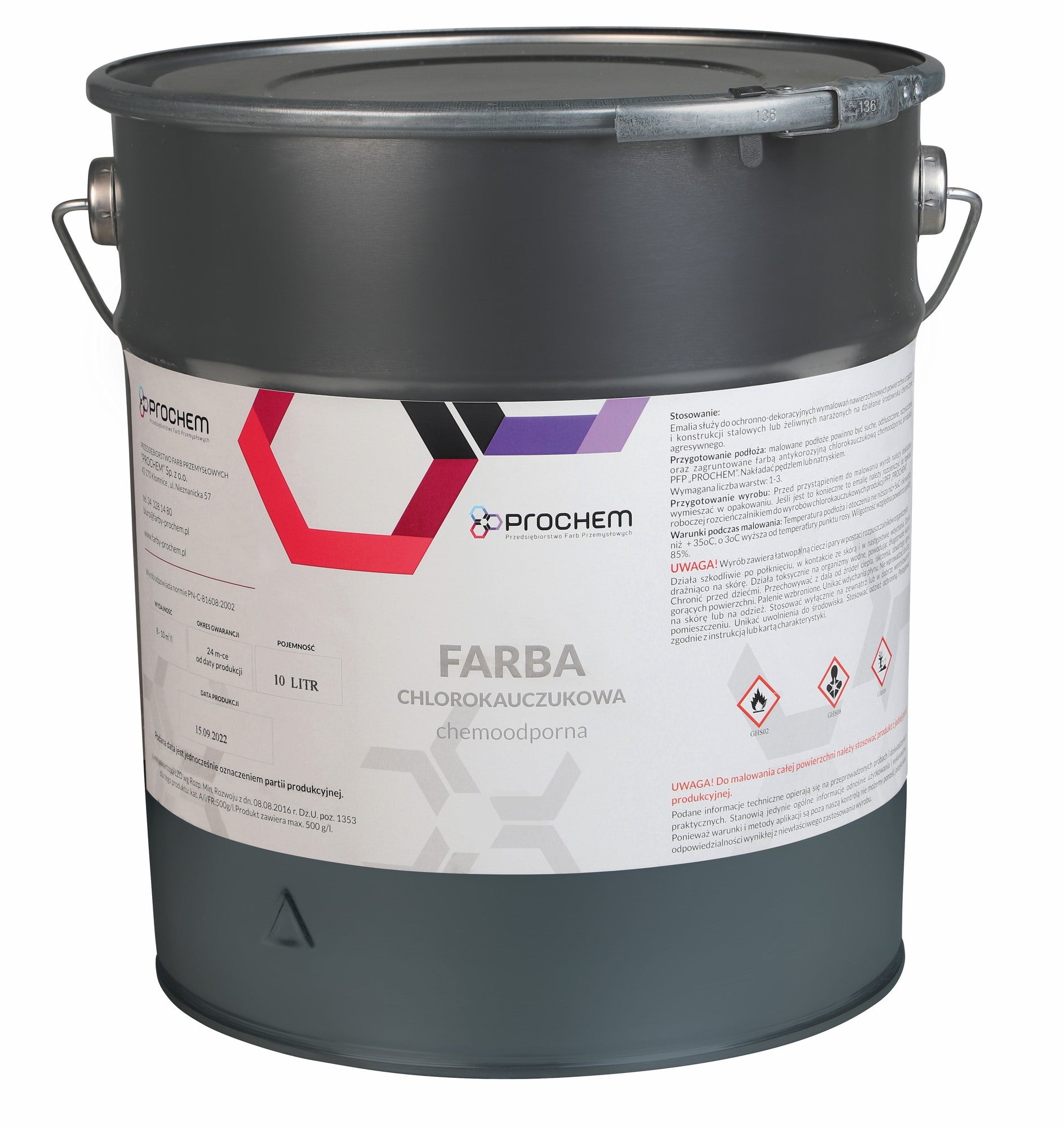 Farba chlorokauczukowa chemoodporna pomarańczowa 10L