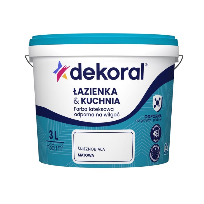 Farba Dekoral Łazienka & Kuchnia biała 3l