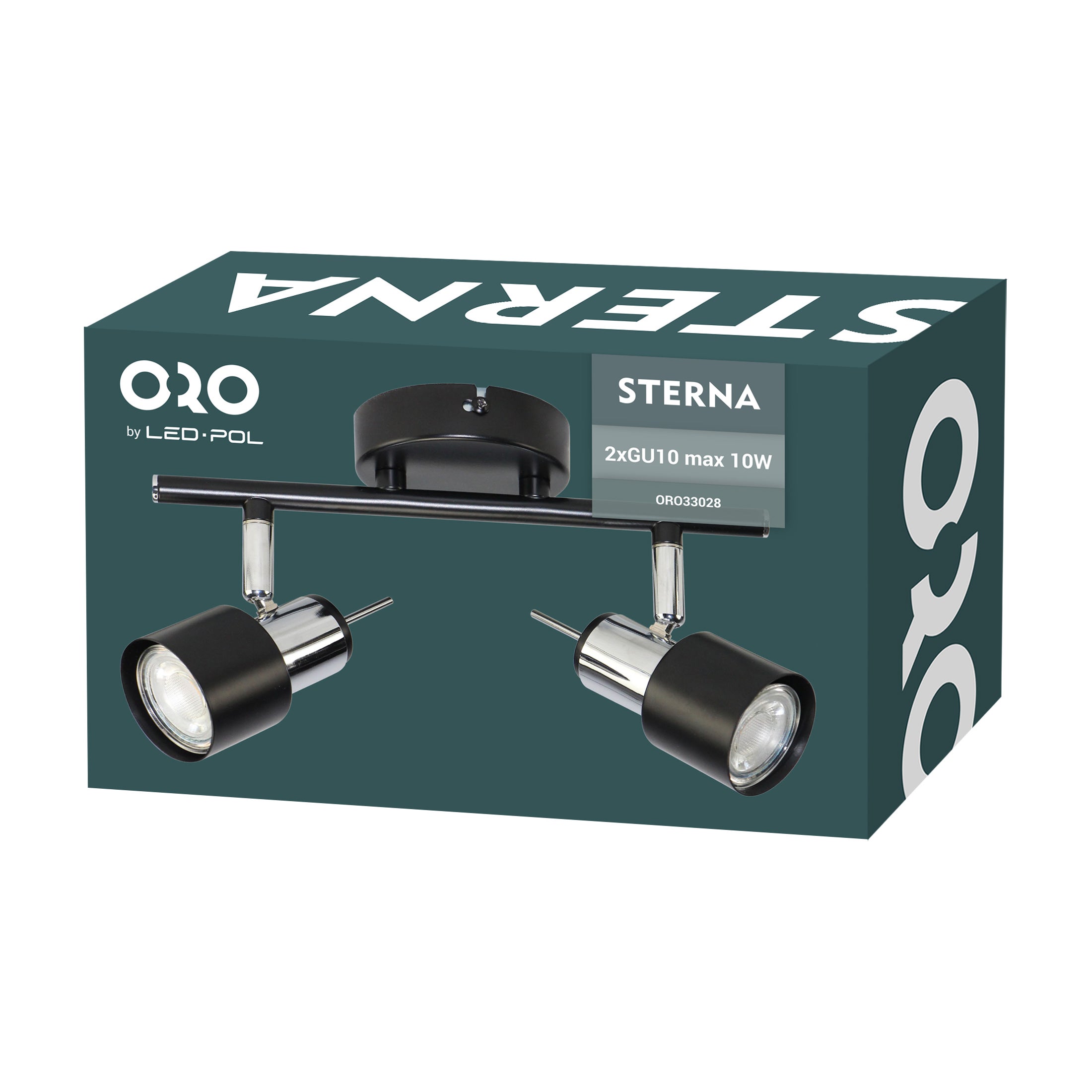 Lampa ścienno-sufitowa STERNA 2xGU10 kolor czarny, listwa, obrotowa 1