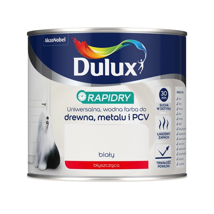 Emalia Dulux Rapidry biała błyszcząca 0,4l