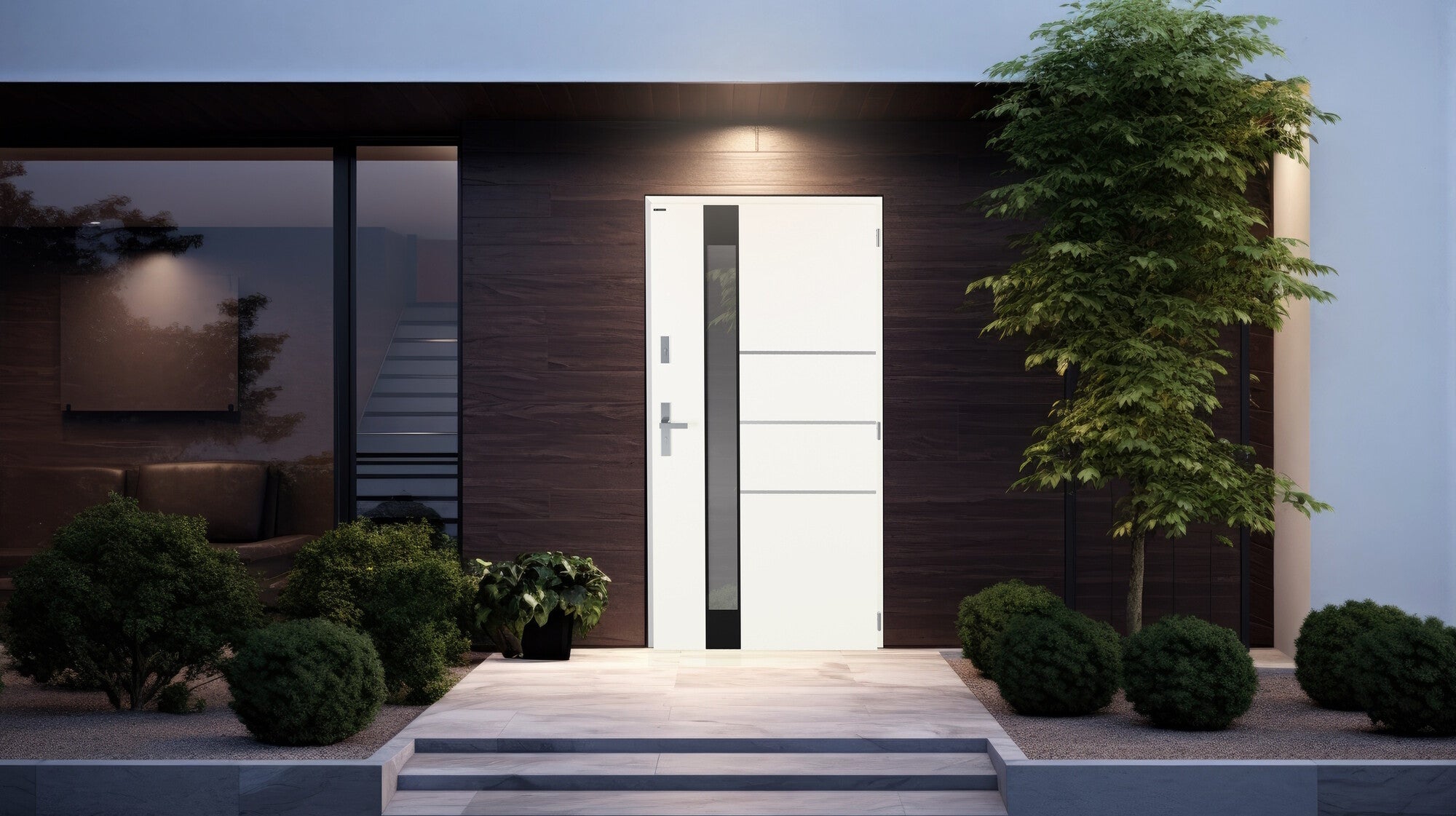 Drzwi zewnętrzne Nex Vitre szyba stopsol białe (RAL 9010) 90 prawe 1