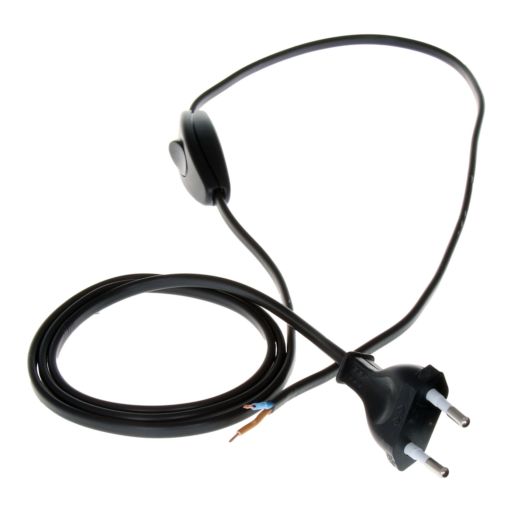 Przyłączacze z wtyczką płaską 1,9m 2x0,75 biały z wyłącznikiem czarny 1