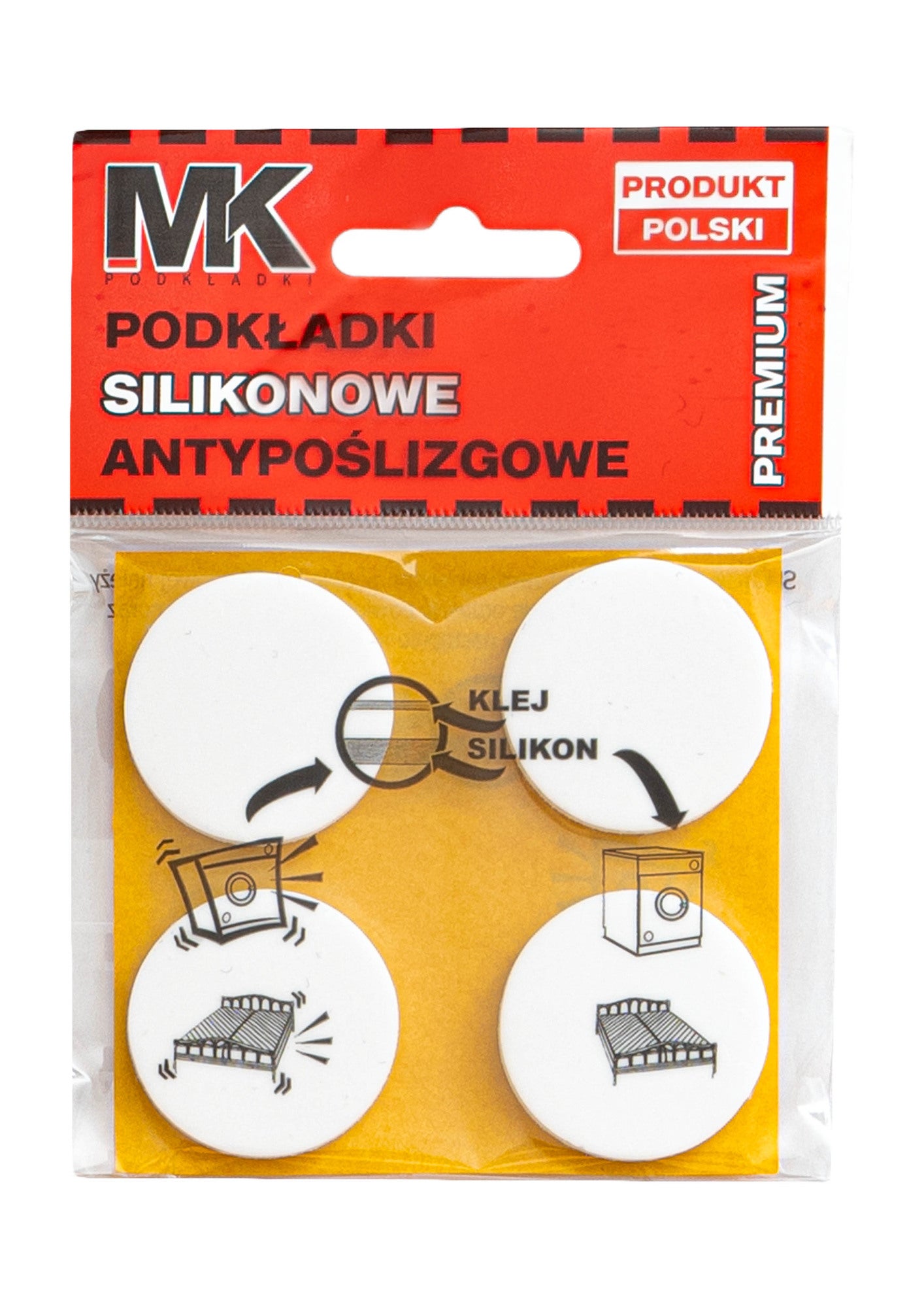 Podkładki antypoślizgowe silikonowe 34 mm białe 4 szt. 0