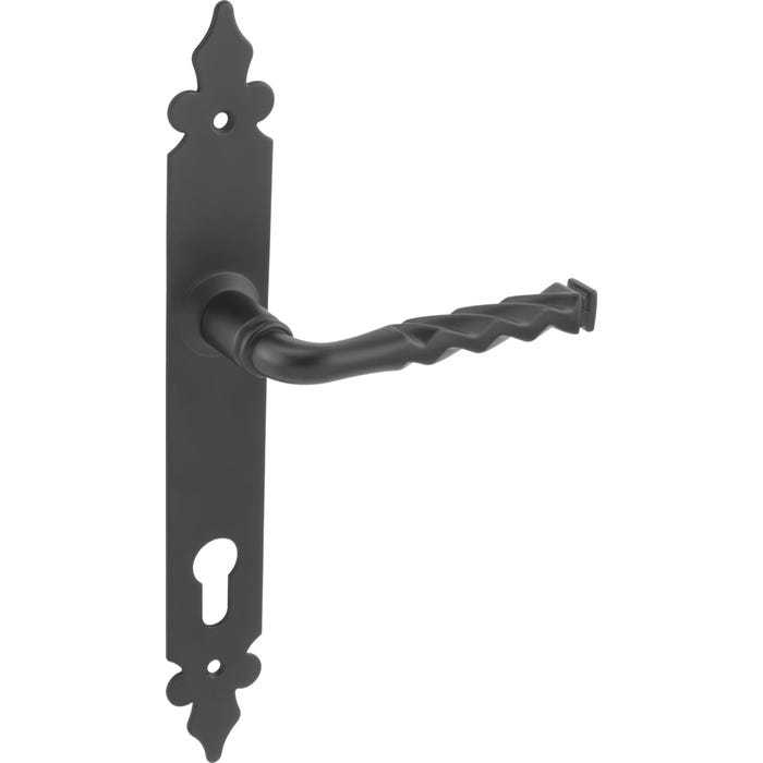 Klamka Lilia z długim szyldem na wkładkę czarny