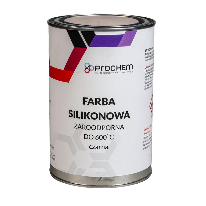 Farba silikonowa żaroodporna do 600°C czarna 1l