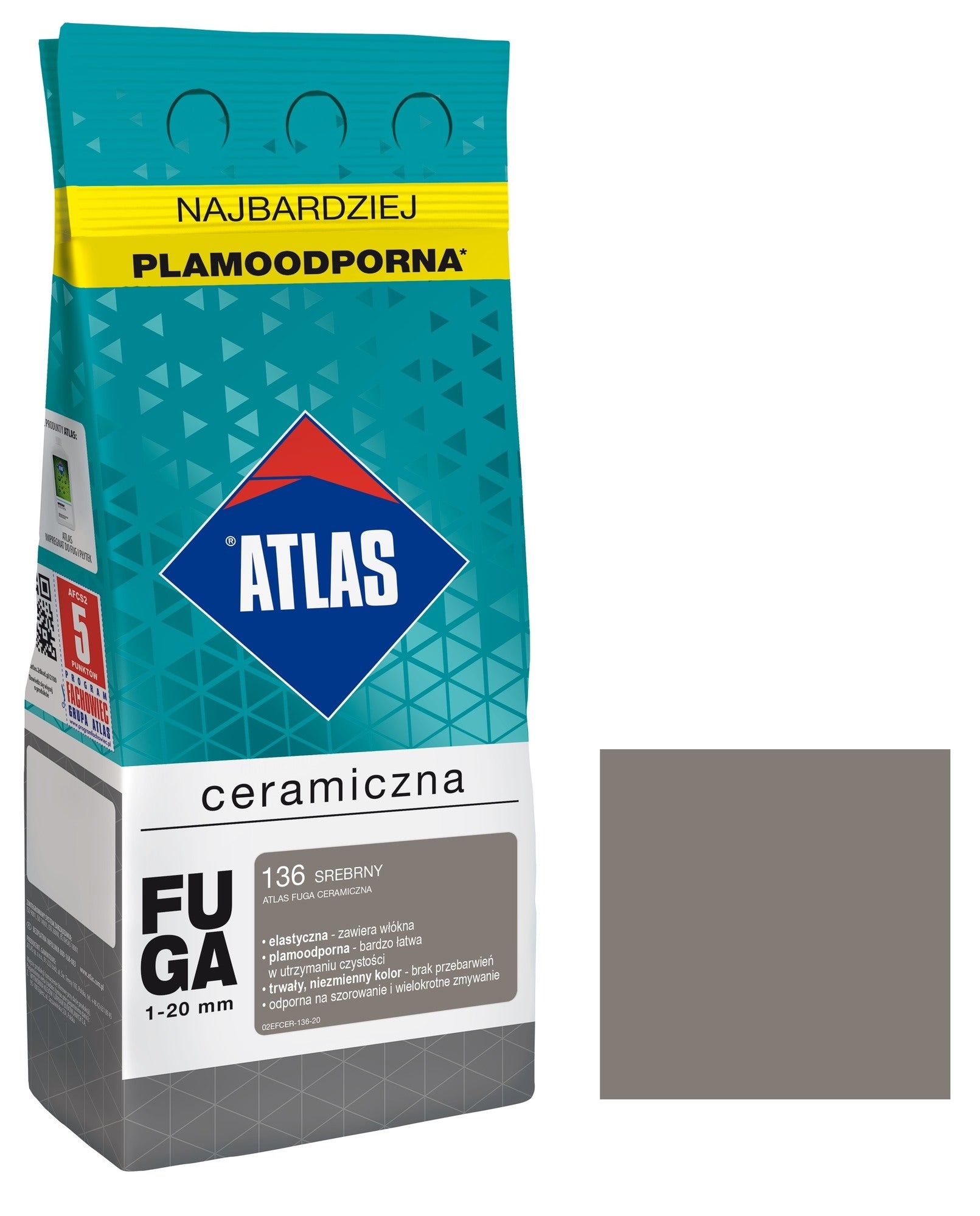 Fuga ceramiczna Atlas 136 srebrny 2kg
