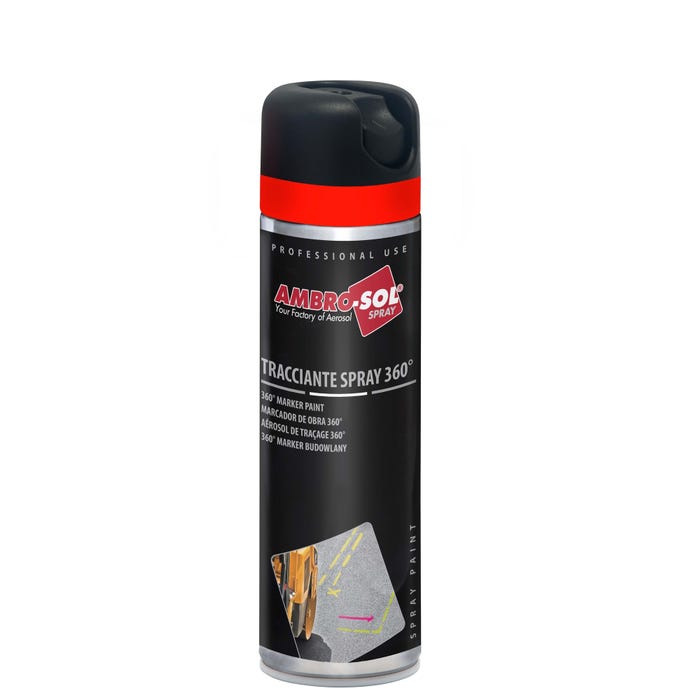 Spray geodezyjny, marker budowlany 360° Ambro-Sol czerwony fluorescencyjny 500ml