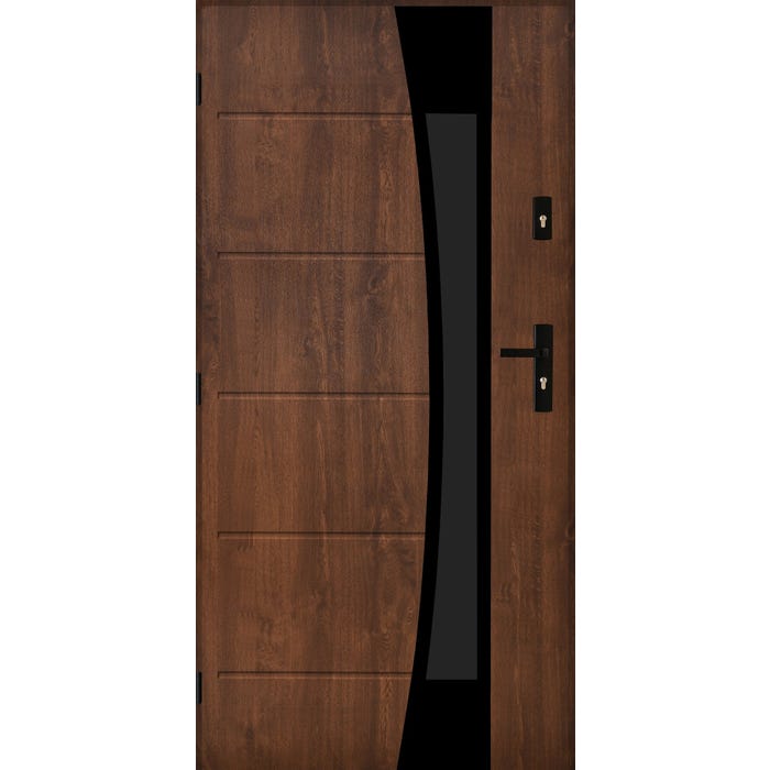 Drzwi zewnętrzne Lyon Black lewe 90 cm orzech