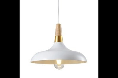 Oprawa sufitowa SKANDI 4 1x E27, biały, średnica 35cm, materiał metal+drewno