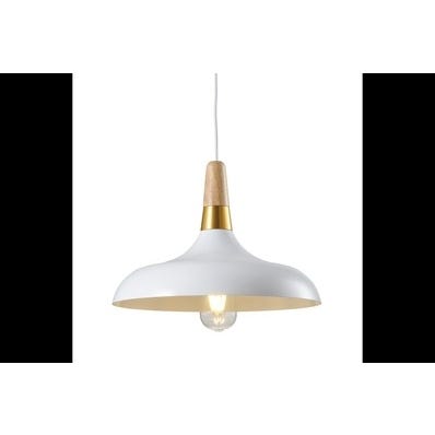 Oprawa sufitowa SKANDI 4 1x E27, biały, średnica 35cm, materiał metal+drewno