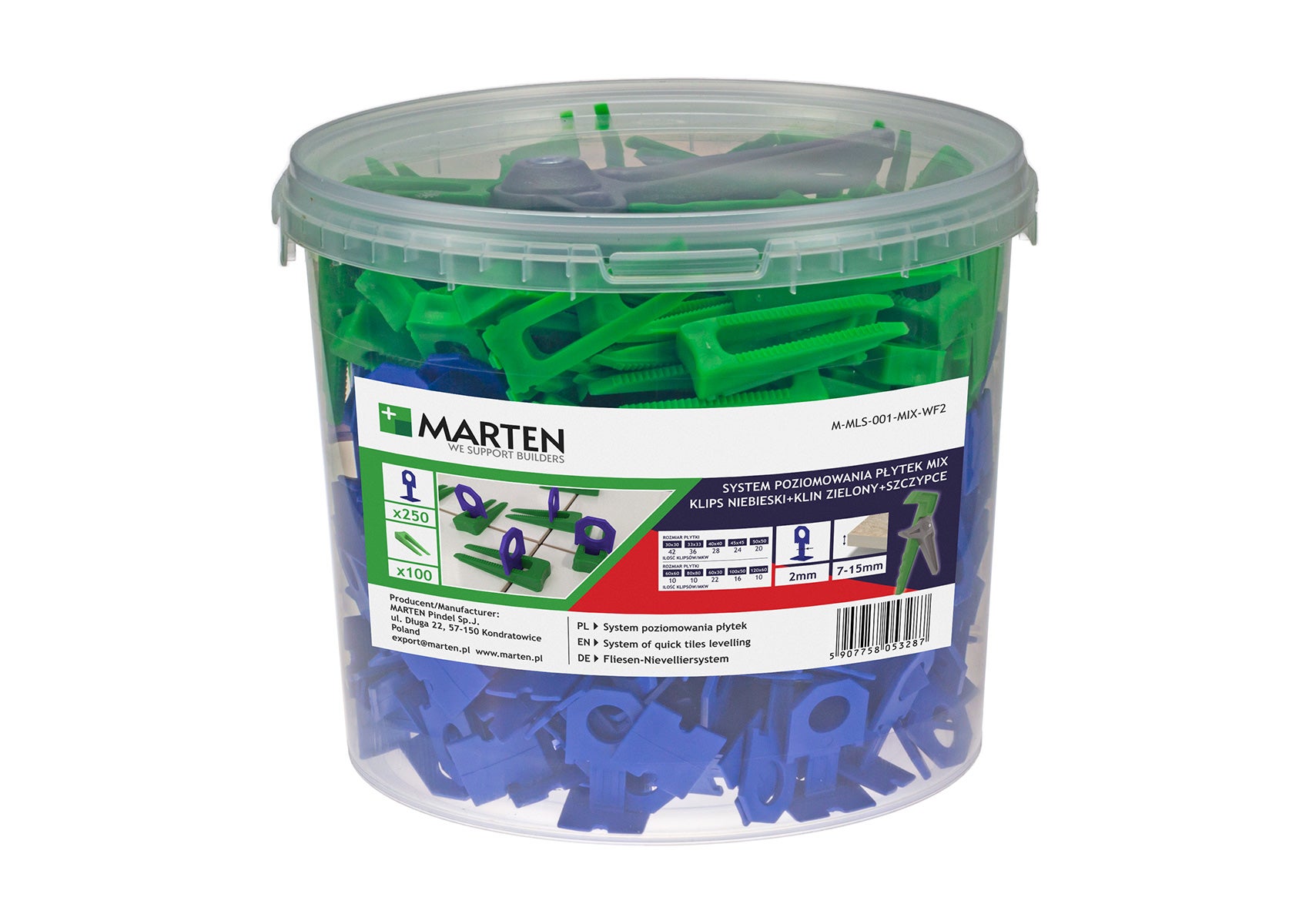 System poziomujący zestaw startowy: klipsy 2 mm + kliny + szczypce 1