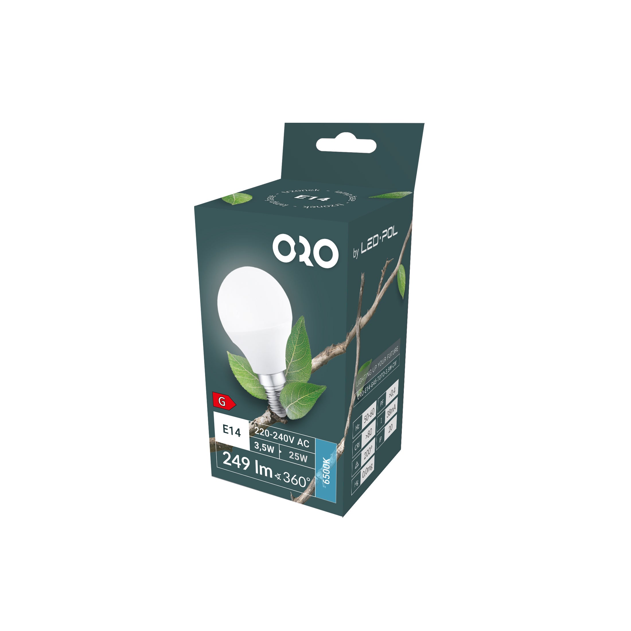 Żarówka LED E14 kulka 3,5W 249lm 6500K 3