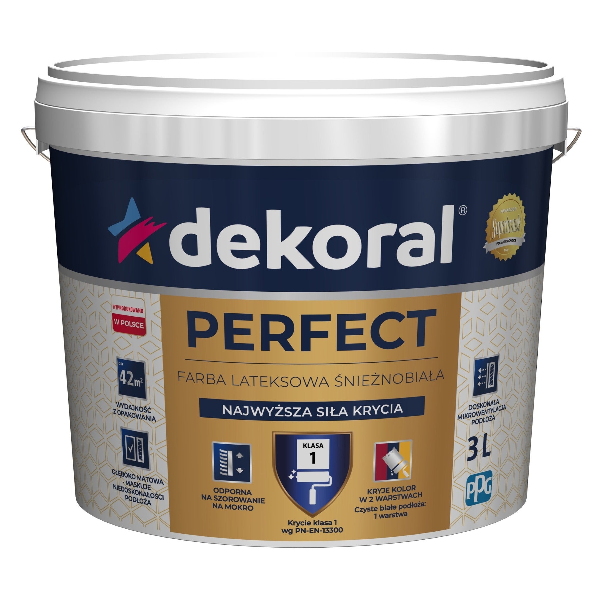 Farba Dekoral Perfect biała 3l 0