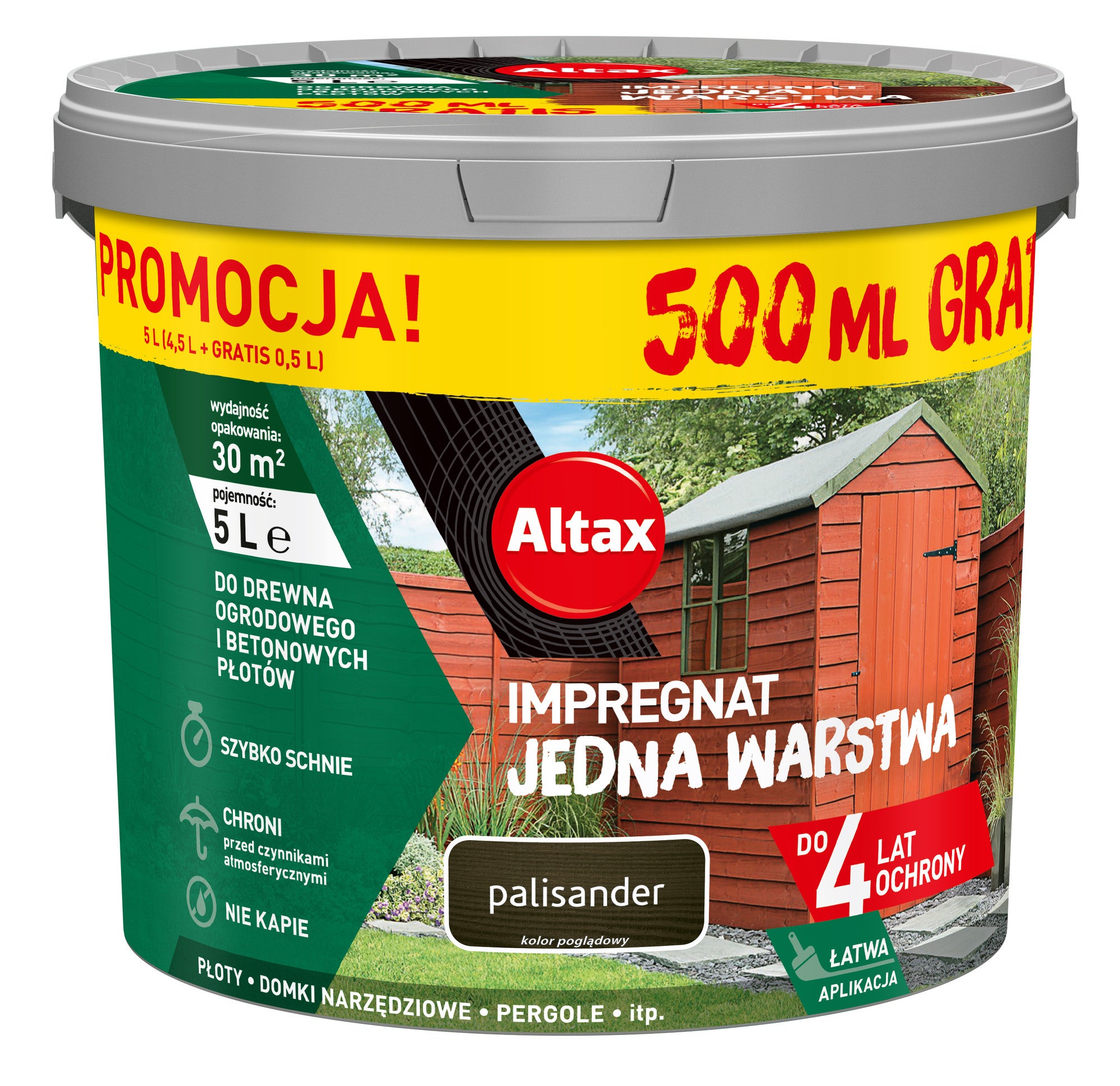 Impregnat do drewna ogrodowego Altax Jedna Warstwa Palisander 4,5l+0,5l