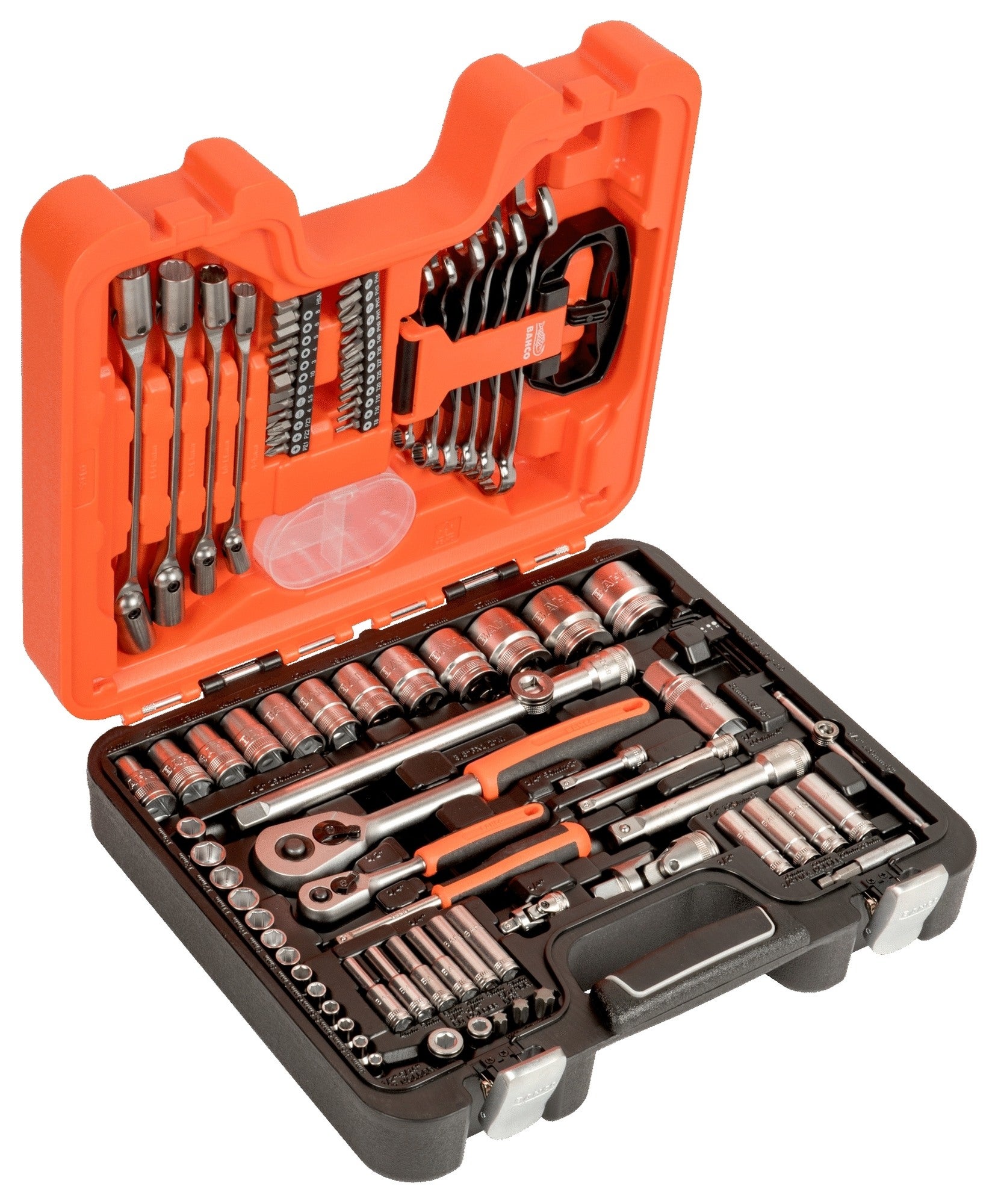 Zestaw nasadek 1/4" i 1/2" + klucze płasko-oczkowe, 91 szt. 0