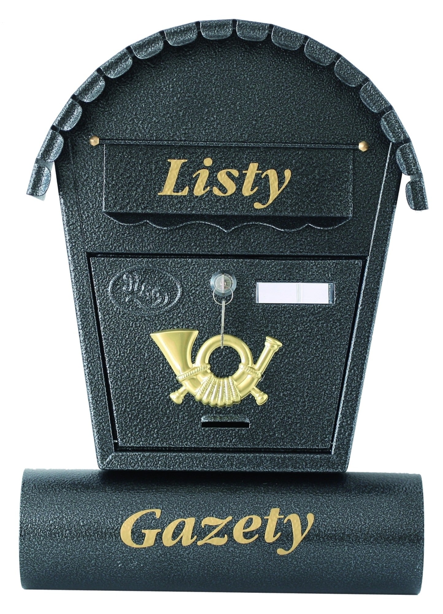 Skrzynka na listy z tubą czarno/srebrna 1