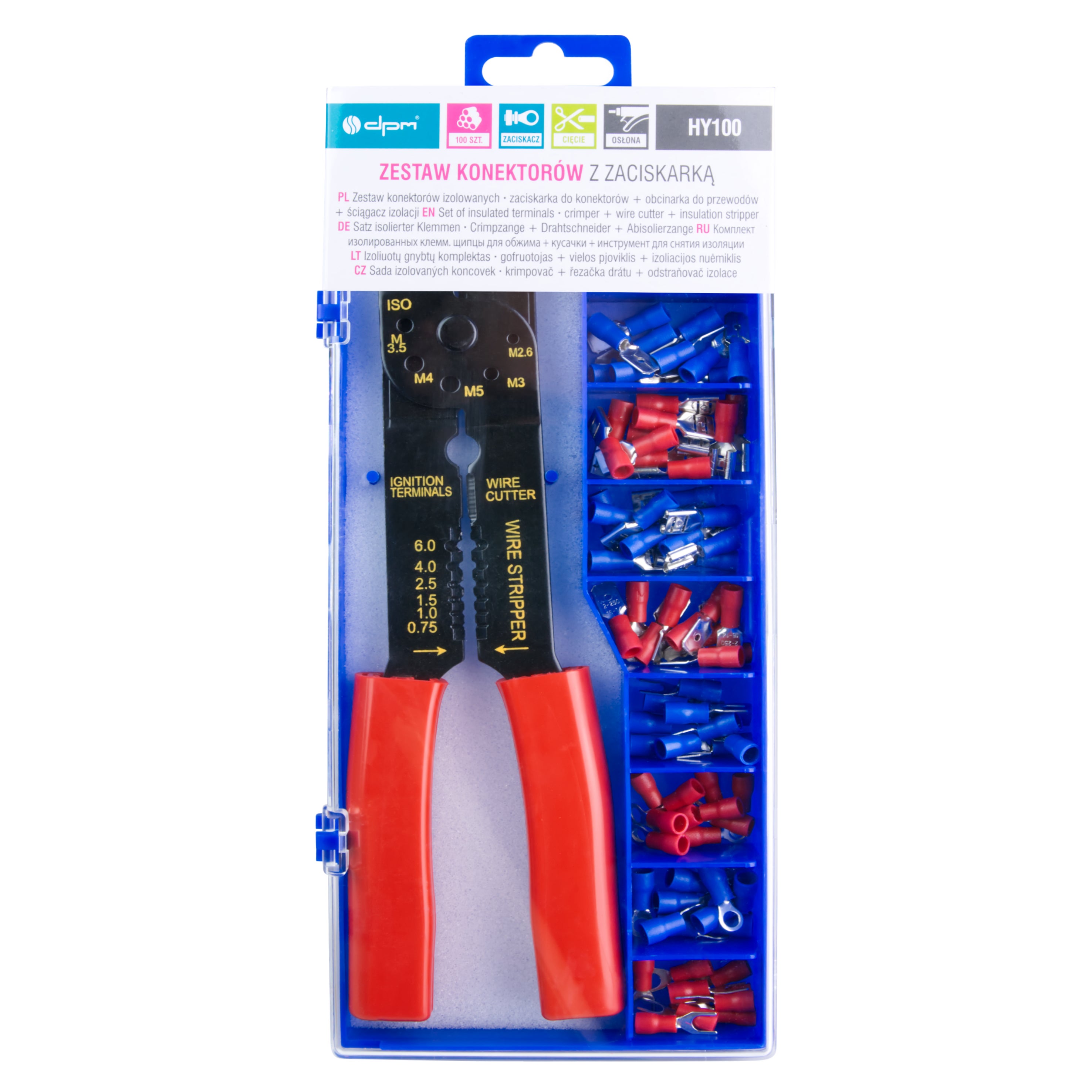 Zestaw końcówek izolacyjnych 100szt + zaciskarka 3