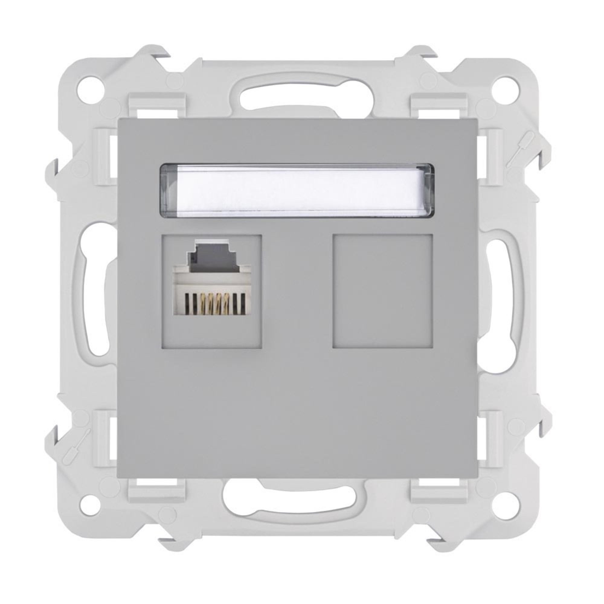 Bella popiel mat gniazdo pojedyncze z uziemieniem IP44