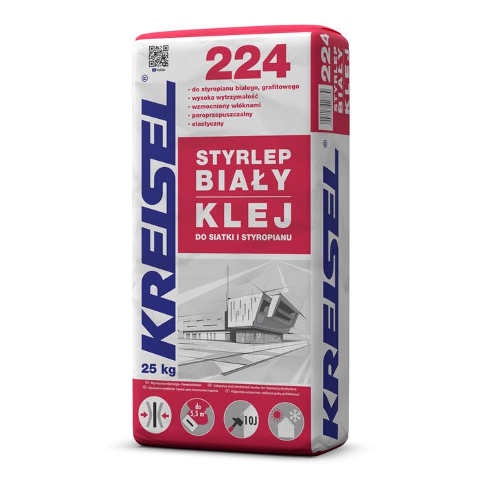 Zaprawa klejąco-zbrojąca do styropianu i wełny mineralnej Kreisel Styrlep 224 25 kg biała